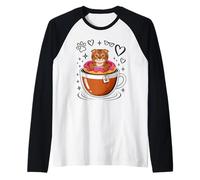 Coffee Scottish Fold Donut Camiseta Manga Raglan