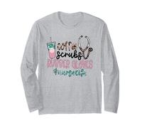 Coffee Scrubs and Rubber Gloves For Nurselife & Coffee Nurse Manga Larga