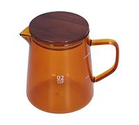 Coffee Server, 500 ml de té de vidrio resistente al calor de la olla Hervidor de cafetería con tetera para el hogar de la tapa de madera para la oficina en casa (Naranja)