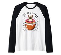 Coffee Siamese Meezer Cat Donut Camiseta Manga Raglan