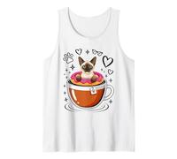 Coffee Siamese Meezer Cat Donut Camiseta sin Mangas