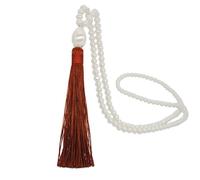 (Coffee) Simple Pearl Long Tassel Charm Necklace Long Sweater Chain Fashion Jewelry
