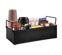 Coffee Station Organizer, Sugar Holder Basket, Desk Counter Storage, Built-In Handle Design, Compact and Portable, Neat Beverage Setup Solution, Perfect for Dorm, Breakroom, Restaurant, Hotel
