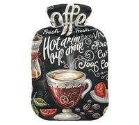 Coffee Store - Botellas de agua caliente con cubierta suave, calentador de pies con funda suave, bolsa de agua caliente para aliviar el dolor, 1 litro
