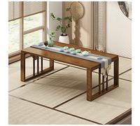 Coffee Table, Japanese Meditation & Tea Table, Floor Altar Table, with Lower Shelf, Laptop Tatami Table, Portable Low Picnic Table (Color : Brown, Size : 70x42x33cm)