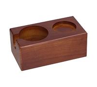 Coffee Tamper Holder | 2 Hole Authentic Beech Wood Stand for Coffee Tamper/Portafilter | Compact Design Reduces Shaking, Stable Tamping Mat for Home & Cafe (Marrón)