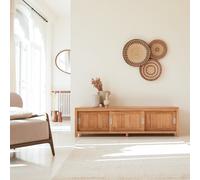 Coffee Tek - Mueble para TV de teca maciza de 180 cm H 50 x B 180 x T 50 cm