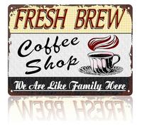 Coffee Themed Humorous Sign Fresh Brew Aluminum Metal for Wall Art Decor 8 X 12 in