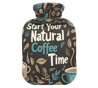 Coffee Time - Botella de agua caliente negra con tapa suave para calambres menstruales, 1 litro, color negro