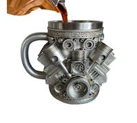 Coffee Travel Mug, Engine-Shaped Cup, Stainless Steel Tumbler, Thermal Insulated Interior, Spill-Resistant Lid, 1pc, Coffee Tea Whiskey On-The-Go Use, Resin, Stainless