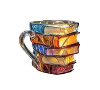 Coffee Travel Mug, Vintage 3D Handmade Colored Book Glass Beer Cups, Glass, Resin, Heat-Resistant Drinking Juice Mugs, Kitchen Supplies for Whiskey, Beer, Cocktails, 13x10x10cm