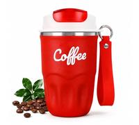 Coffee Vacuum Flask, 1 Count Portable Coffee Cup with Lid & Handle, Stainless Steel Insulated Water Bottle for Home, Office, and Outdoor Use, Insulated Travel Drinkware, Travel Coffee Mugs (Red)