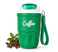 Coffee Vacuum Flask, 1 Count Portable Coffee Cup with Lid & Handle, Stainless Steel Insulated Water Bottle for Home, Office, and Outdoor Use, Insulated Travel Drinkware, Travel Coffee Mugs (Green)