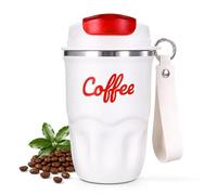 Coffee Vacuum Flask, 1 Count Portable Coffee Cup with Lid & Handle, Stainless Steel Insulated Water Bottle for Home, Office, and Outdoor Use, Insulated Travel Drinkware, Travel Coffee Mugs (White)