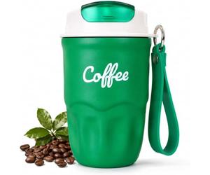 Coffee Vacuum Flask, 1 Count Portable Coffee Cup with Lid & Handle, Stainless Steel Insulated Water Bottle for Home, Office, and Outdoor Use, Insulated Travel Drinkware, Travel Coffee Mugs (Green)