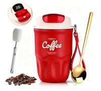 Coffee Vacuum Flask, 12oz Portable Coffee Cup with Lid & Handle, 316 Stainless Steel Insulated Water Bottle, Keeps Hot & Cold for Office Commute, Outdoor Camping & Daily (Red)