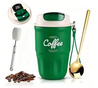 Coffee Vacuum Flask, 12oz Portable Coffee Cup with Lid & Handle, 316 Stainless Steel Insulated Water Bottle, Keeps Hot & Cold for Office Commute, Outdoor Camping & Daily (Green)