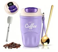 Coffee Vacuum Flask, 12oz Portable Coffee Cup with Lid & Handle, 316 Stainless Steel Insulated Water Bottle, Keeps Hot & Cold for Office Commute, Outdoor Camping & Daily (Purple)