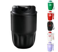 Coffee Vacuum Flask, Portable Coffee Cup, Stainless Steel Insulated Water Bottle with Lid and Handle, Hot Cold Drinkware Travel Cup Home Office Outdoor Camping Daily Use (Black, 260ML)