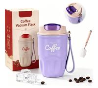 Coffee Vacuum Flask, Portable Coffee Cup with Leak Proof Lid & Handle, Stainless Steel Insulated Water Bottle for Hot and Cold Drinks,Vacuum Flask for Home & Office (Purple Standard Model)