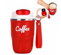 Coffee Vacuum Flask, Portable Coffee Cup with Lid and Handle, Stainless Steel Insulated Travel Mug for Hot and Cold Drinks, Home Office Outdoor Travel (Red,Digital display)