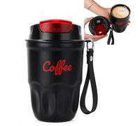 Coffee Vacuum Flask, Portable Coffee Cup with Lid and Handle, Stainless Steel Insulated Travel Mug for Hot and Cold Drinks, Home Office Outdoor Travel (Black,Digital display)