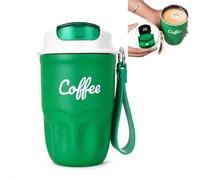 Coffee Vacuum Flask, Portable Coffee Cup with Lid and Handle, Stainless Steel Insulated Travel Mug for Hot and Cold Drinks, Home Office Outdoor Travel (Green,Digital display)