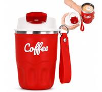 Coffee Vacuum Flask, Portable Coffee Cup with Lid and Handle, Stainless Steel Insulated Travel Mug for Hot and Cold Drinks, Home Office Outdoor Travel (Red,Standard)
