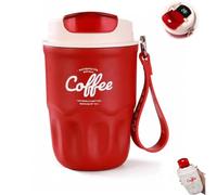 Coffee Vacuum Flask, Portable Coffee Cup with Lid & Handle, Stainless Steel Travel Insulated Water Bottle, Portable Drinkware Coffee Mug for Hot and Cold Drinks (Red)