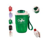 Coffee Vacuum Flask, Portable Coffee Cup with Lid & Handle, Temperature Display, Stainless Steel Insulated Water Bottle for Home, Office and Outdoor Travel Use, for Hot and Cold Drinks (Green)