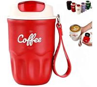 Coffee Vacuums Flasks,Smart Led Temperature Display Coffee Cup With Leak-Resistant Lid And Handle,12 Oz 316 Stainless Steel Liner Coffee Mug Hot Cold Drinkware,For Home,Office And Outdoor (red)