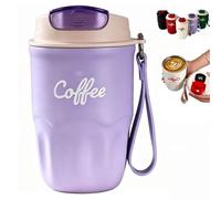 Coffee Vacuums Flasks,Smart Led Temperature Display Coffee Cup With Leak-Resistant Lid And Handle,12 Oz 316 Stainless Steel Liner Coffee Mug Hot Cold Drinkware,For Home,Office And Outdoor (purple)