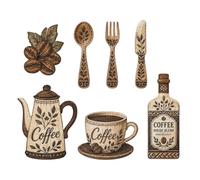 Coffee Wall Art 2d Country Style - Wooden Kitchen Vintage Farmhouse Sign