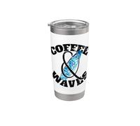 Coffee & Waves Surfer Surfing Coffee Windsurfer Surfer Vaso térmico de acero inoxidable de doble pared