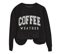 Coffee Weather Sudadera Mujer Coffee Lover Camiseta de moda Cozy Season Sudaderas Caso Cuello Crewneck Fleece Jersey Amarillo, Negro , XL