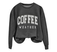 Coffee Weather Sudadera Mujer Coffee Lover Camiseta de moda Cozy Season Sudaderas Caso Cuello Crewneck Fleece Jersey Amarillo, gris oscuro, XXL