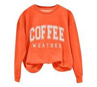 Coffee Weather Sudadera Mujer Coffee Lover Camiseta de moda Cozy Season Sudaderas Caso Cuello Crewneck Fleece Jersey Amarillo, naranja, L
