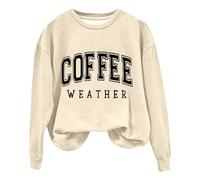 Coffee Weather Sudadera Mujer Coffee Lover Camiseta de moda Cozy Season Sudaderas Caso Cuello Crewneck Fleece Jersey Amarillo, beige, XXL