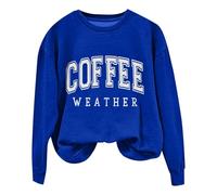 Coffee Weather Sudadera Mujer Coffee Lover Camiseta de moda Cozy Season Sudaderas Caso Cuello Crewneck Fleece Jersey Amarillo, azul, XXL