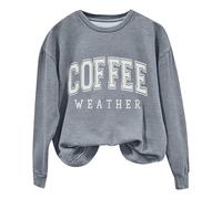 Coffee Weather Sudadera Mujer Coffee Lover Camiseta de moda Cozy Season Sudaderas Caso Cuello Crewneck Fleece Jersey Amarillo, gris, XL
