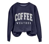 Coffee Weather Sudadera Mujer Coffee Lover Camiseta de moda Cozy Season Sudaderas Caso Cuello Crewneck Fleece Jersey Amarillo, marine, S