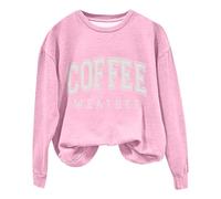Coffee Weather Sudadera Mujer Coffee Lover Camiseta de moda Cozy Season Sudaderas Caso Cuello Crewneck Fleece Jersey Amarillo, Rosa., XXL