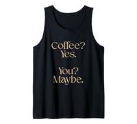 Coffee Yes You Maybe Cute Minimalista 2016 2026 Trend Graphic Camiseta sin Mangas