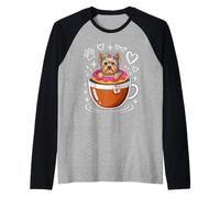 Coffee Yorkshire Terrier Donut Yorkie Terriers Camiseta Manga Raglan