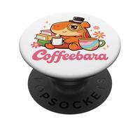 Coffeebara Capybara Coffee Meme, Amante de los Libros Lectura Humor PopSockets PopGrip Adhesivo