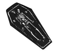 Coffin Bath Mat - Spooky Crystal Velvet Floor Rug, 100x40cm Halloween Horror Mat, Durable Lightweight 400g Coffin Shape | Gothic Skeleton Bathroom Rug For Goth Decor Living Room Entryway Door H