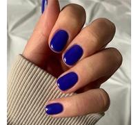 Coffin False Nails French Short Press on Nails Ballerina Acrylic Stick on Nails Pure Color Fake Nails 24pcs for Women and Girls, with solid glue, nail lamp(D)