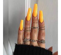 Coffin False Nails Long Ballerina Fake Nails Nude Pure Color Acrylic Press on Nails Full Cover Stick on Nails 24pcs for Women and Girls
