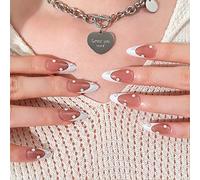 Coffin False Nails Rhinestone Press on Nails French Fake Nails Ballerina Acrylic Stick on Nails 24pcs for Women and Girls(1 count (Pack of 1))