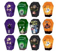 Coffin Shaped Candy Boxes, 12pcs Colorful Halloween Candies Containers, Paper Pumpkin Ghost Snack Box, Colorful Candy Boxes, Paper Horror Festival Pumpkin Ghost Snack Box for Cookie